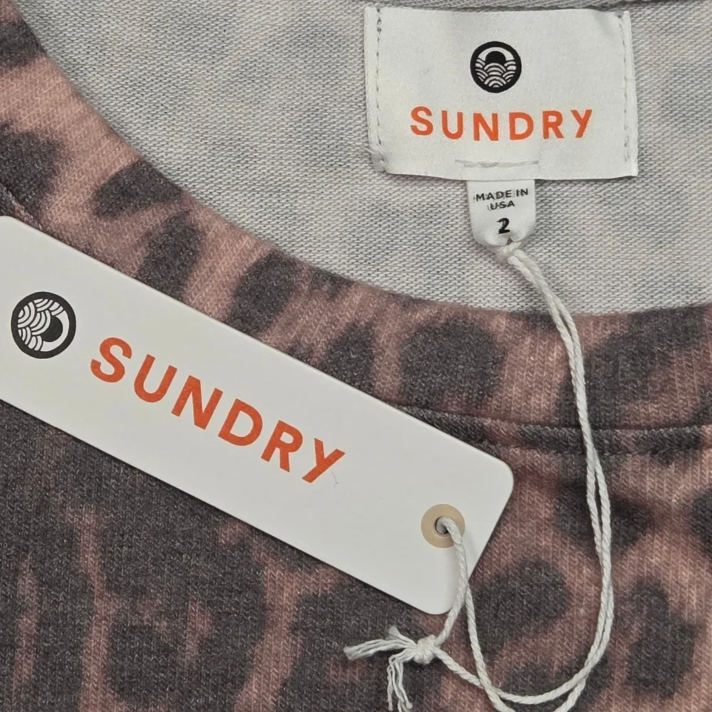 Sundry Leopard Print Pullover Soft Cozy Brown Animal Print Sweater Medium NWT